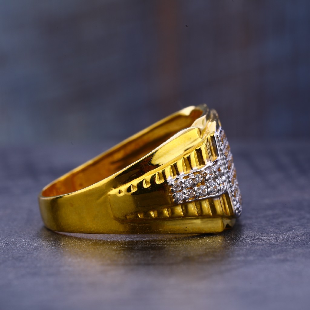 916 Gold Cz Classic Hallmark Mens Ring MR656 - Image 4