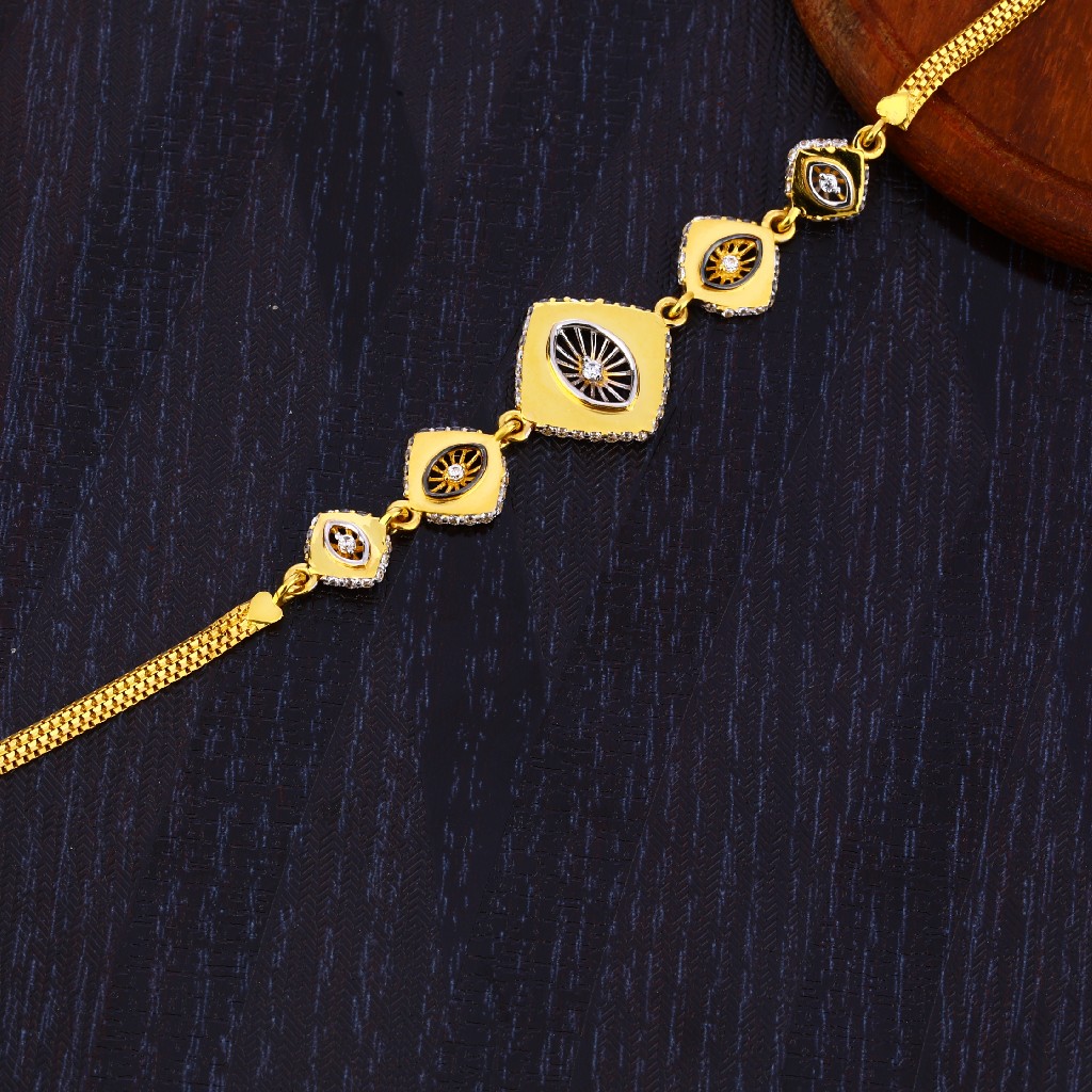 916 Gold Ladies Plain Delicate Bracelet LB345 - Image 2