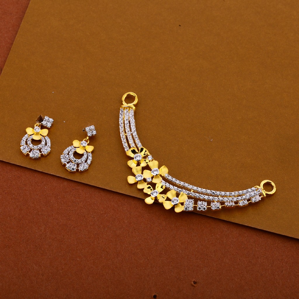 22kt Cz Women's Classic Pendant Set MP275