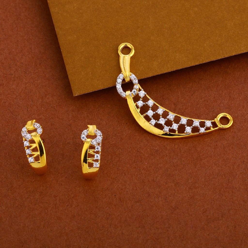 22kt Gold cz Gorgeous Mangalsutra Pendant Set MP238