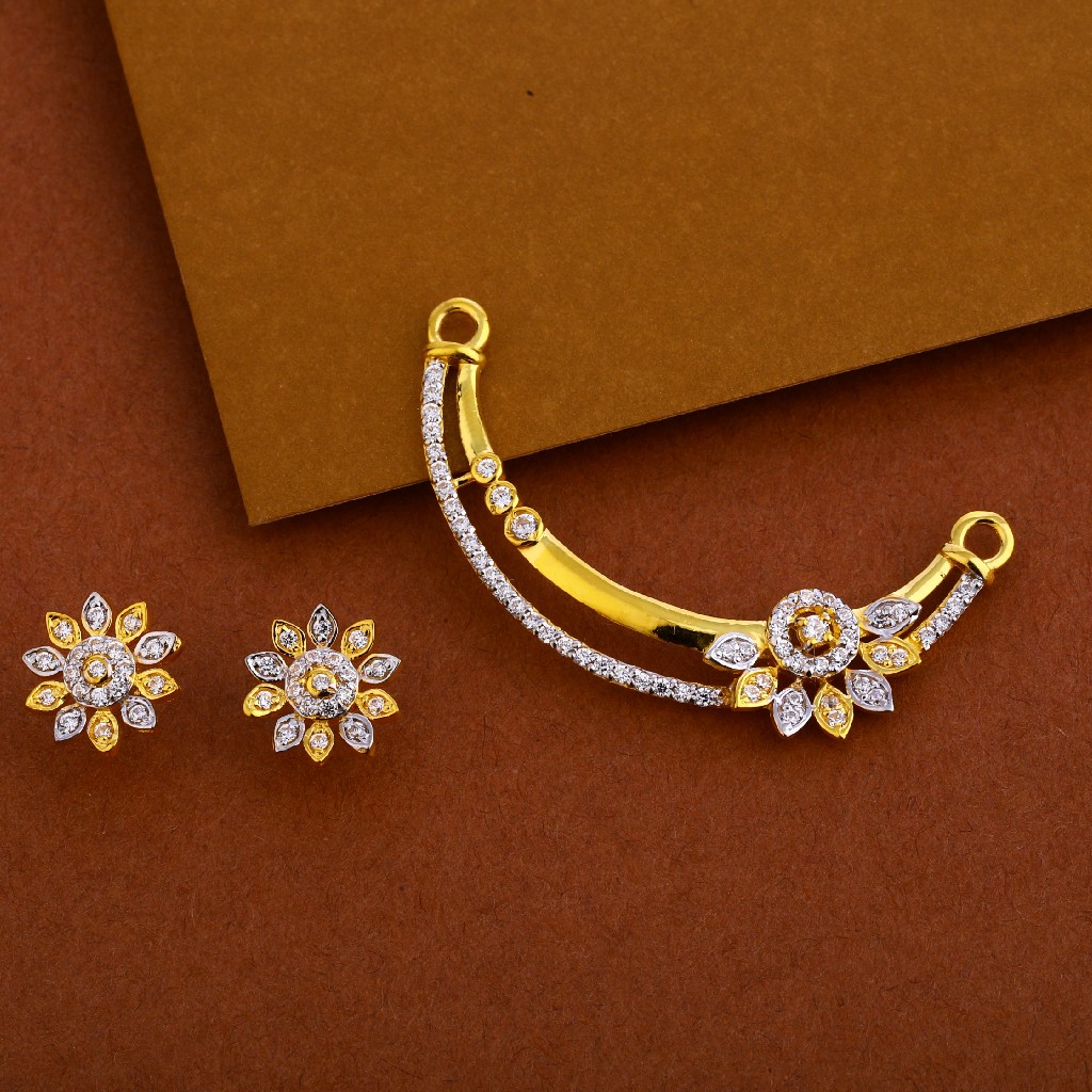 22kt Gold cz Fancy Mangalsutra Pendant Set MP237