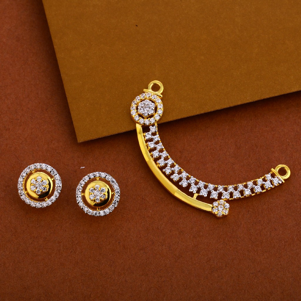 22kt Gold cz Designer Mangalsutra Pendant Set MP243