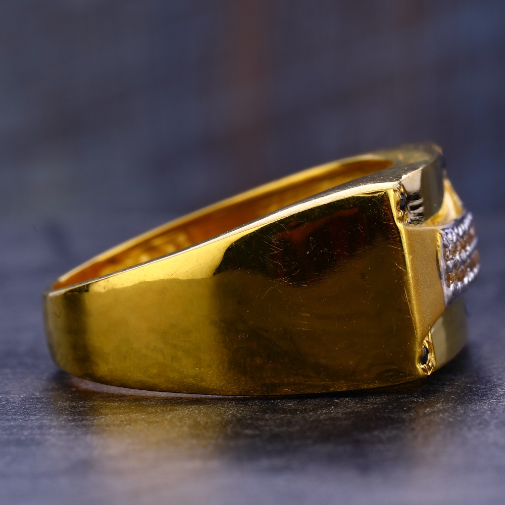 916 Gold Cz Classic Men's Ring MR666 - Image 3