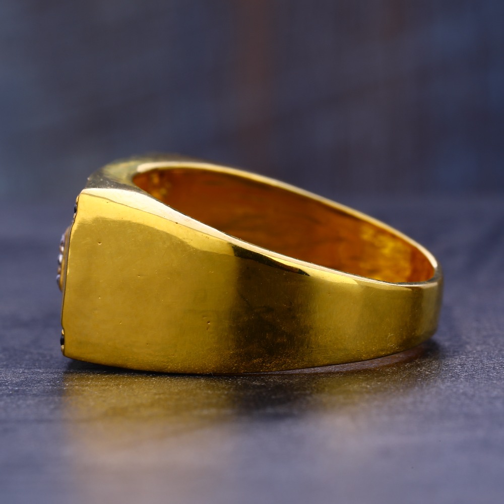 916 Gold Cz Classic Men's Ring MR666 - Image 2