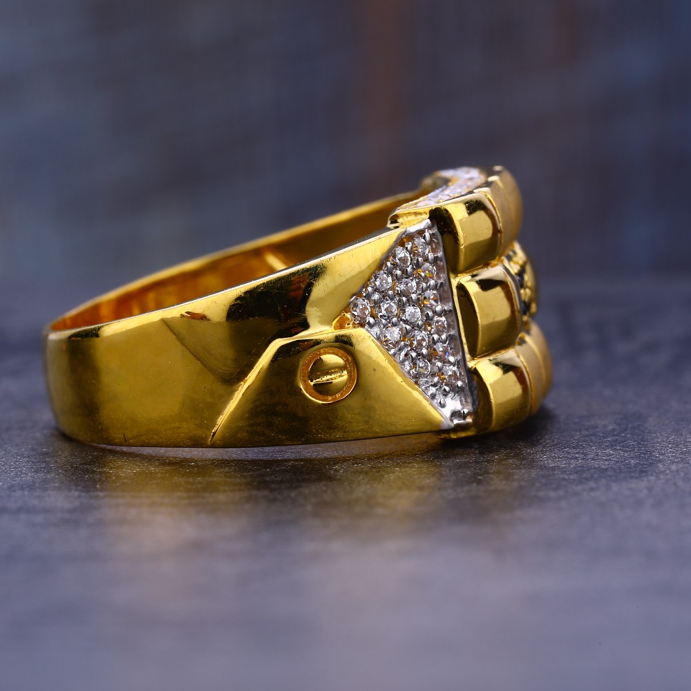 916 Gold Cz Hallmark Gent's Ring MR660 - Image 3