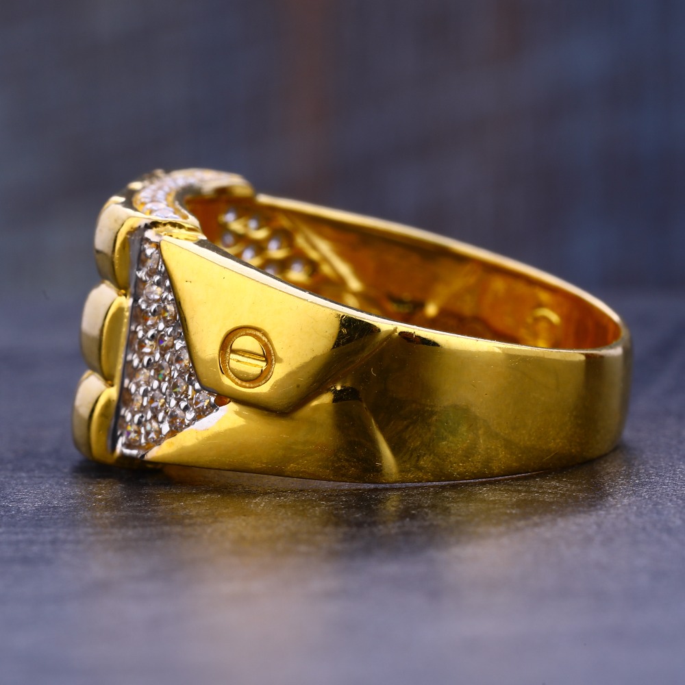 916 Gold Cz Hallmark Gent's Ring MR660 - Image 2