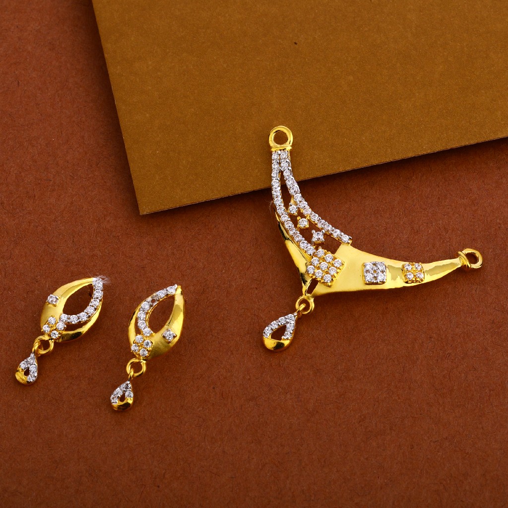 916 Cz Mangalsutra Hallmark Classic Pendant Set MP255