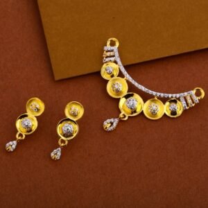 916 Gold Cz Mangalsutra Hallmark Pendant Set MP258
