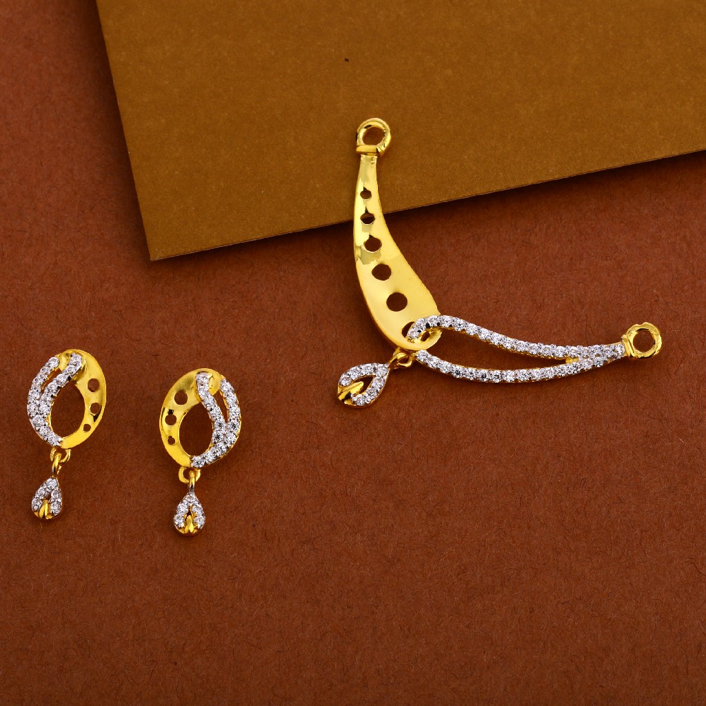 916 Gold Cz Mangalsutra Gorgeous Pendant Set MP261