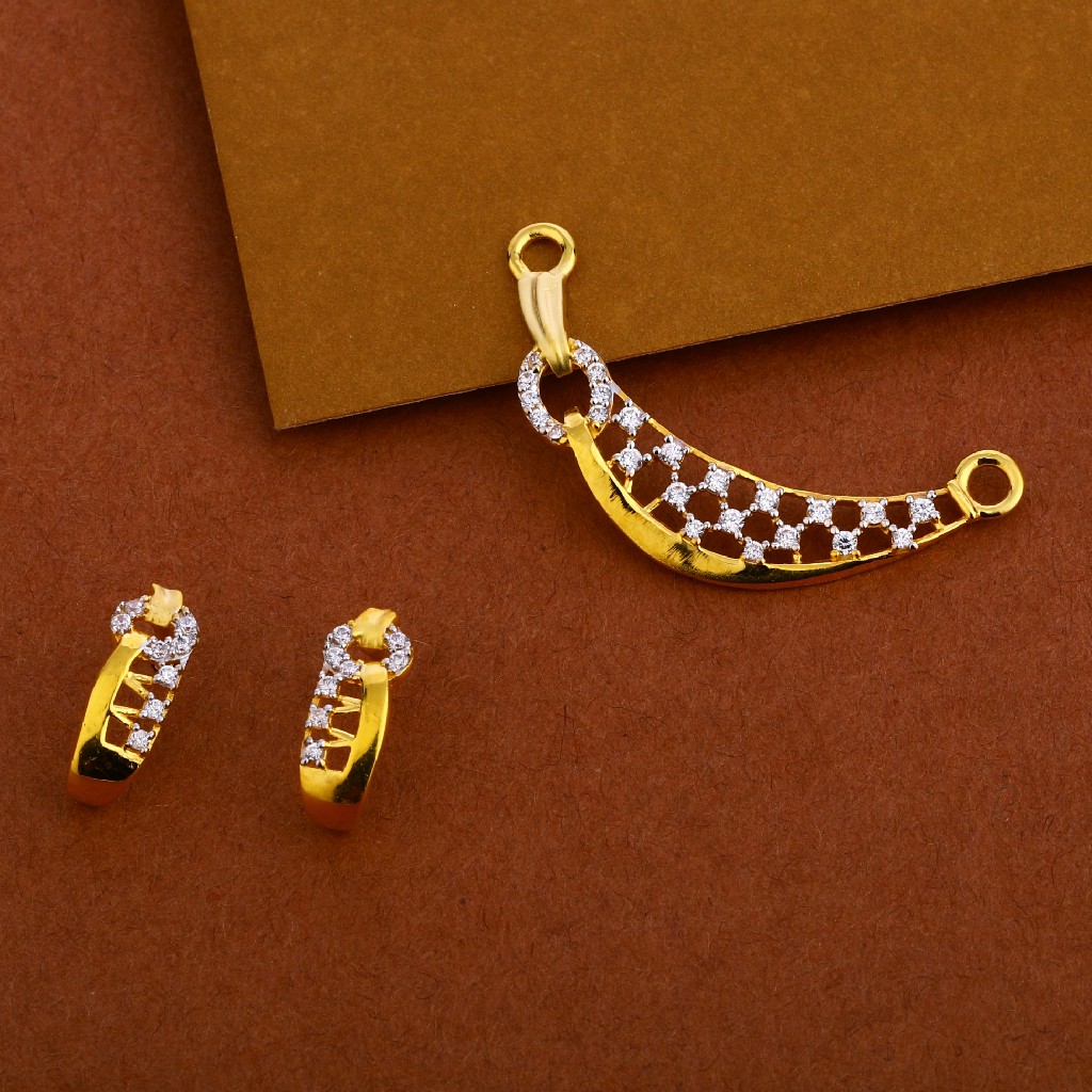916 Gold Cz Mangalsutra Exclusive Pendant Set MP263