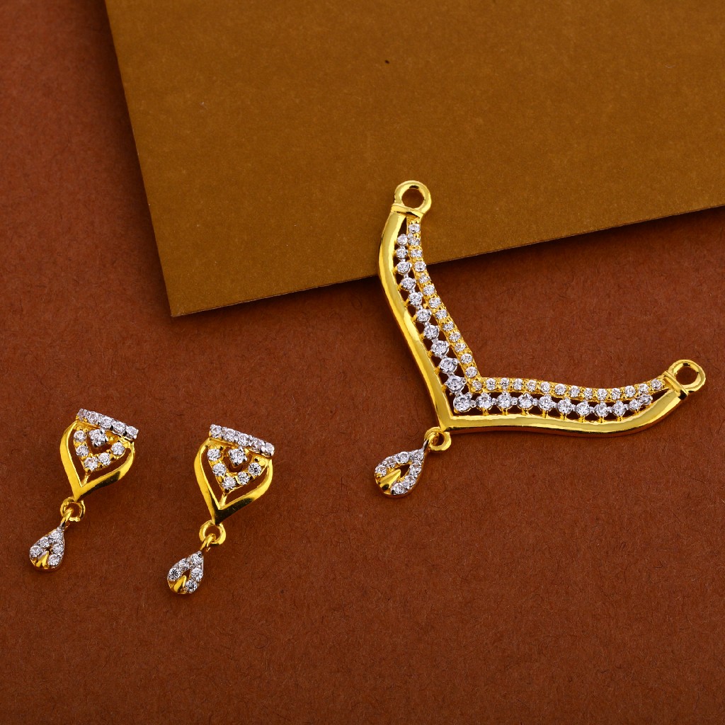 916 Gold Cz Mangalsutra Designer Pendant Set MP265