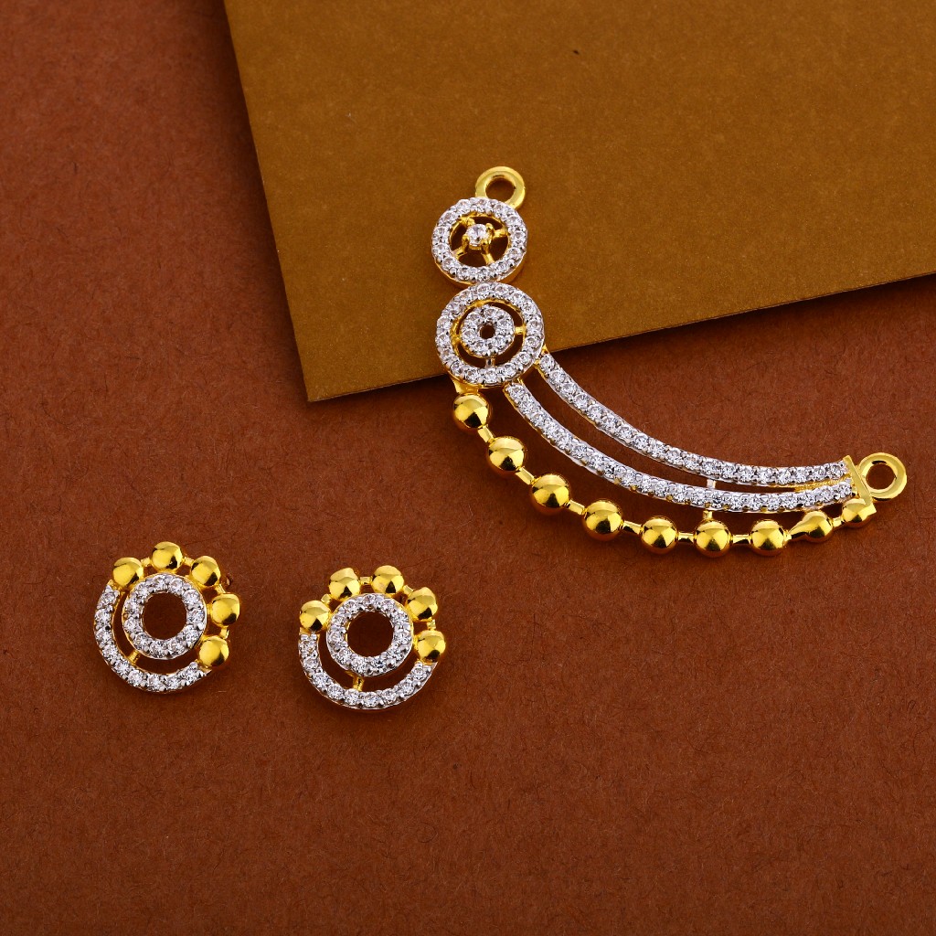 916 Gold Cz Mangalsutra Classic Pendant Set MP264