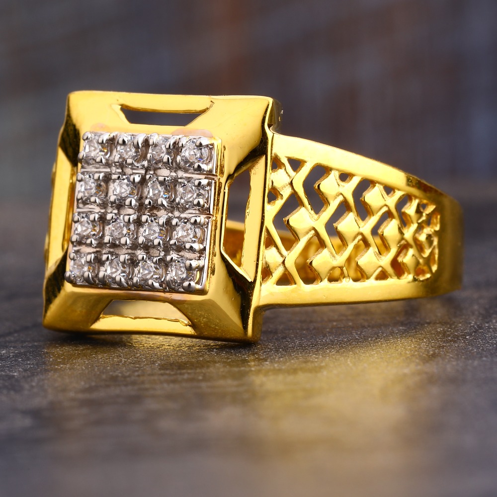 22CT CZ  Gold Hallmark Classic Gentlemen's Ring MR575