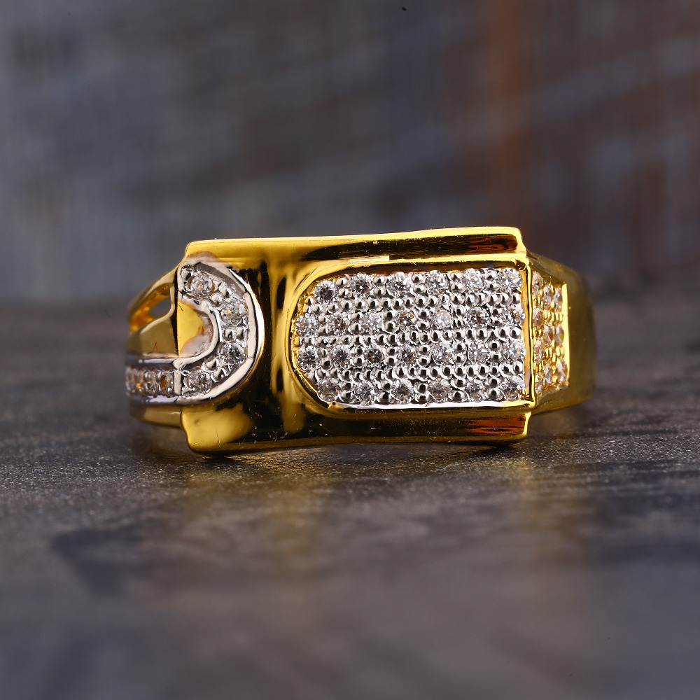 22KT Gold CZ Hallmark Classic Gentlemen's Ring MR625 - Image 2