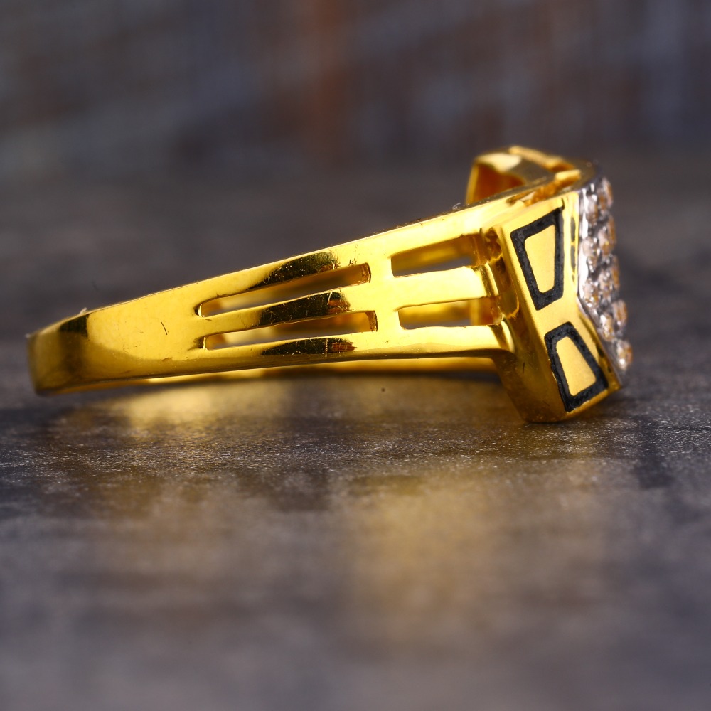 916 Gold CZ Delicate Men's Ring MR603 - Image 3