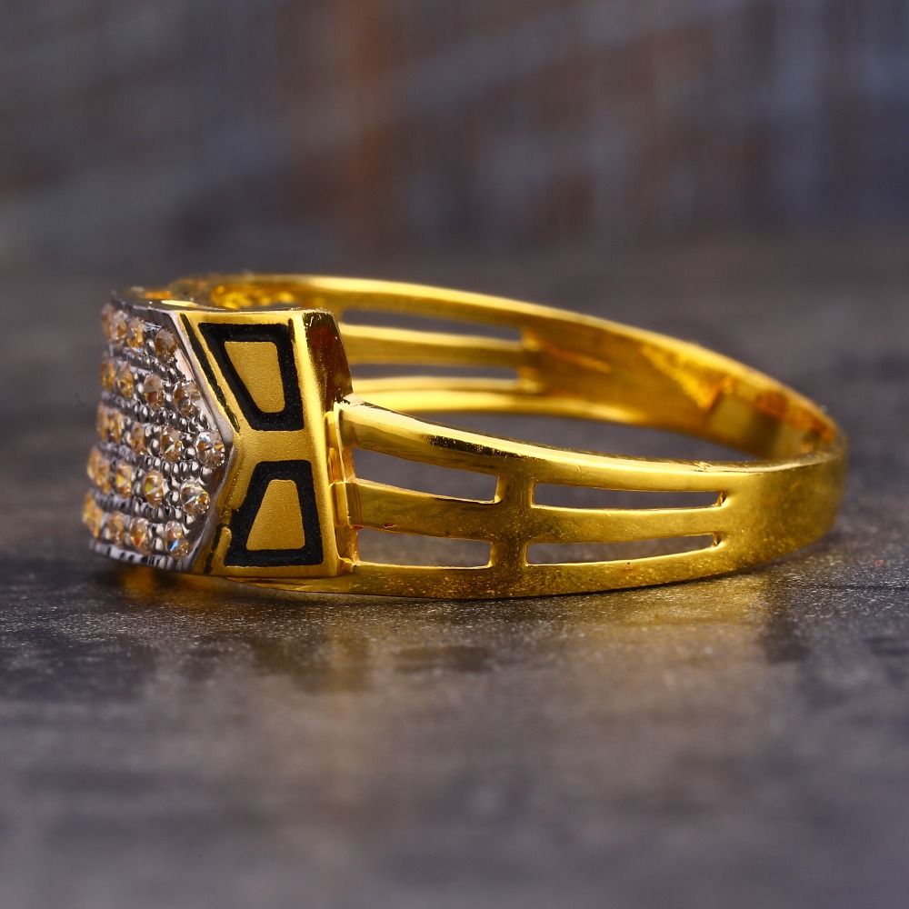 916 Gold CZ Delicate Men's Ring MR603 - Image 2
