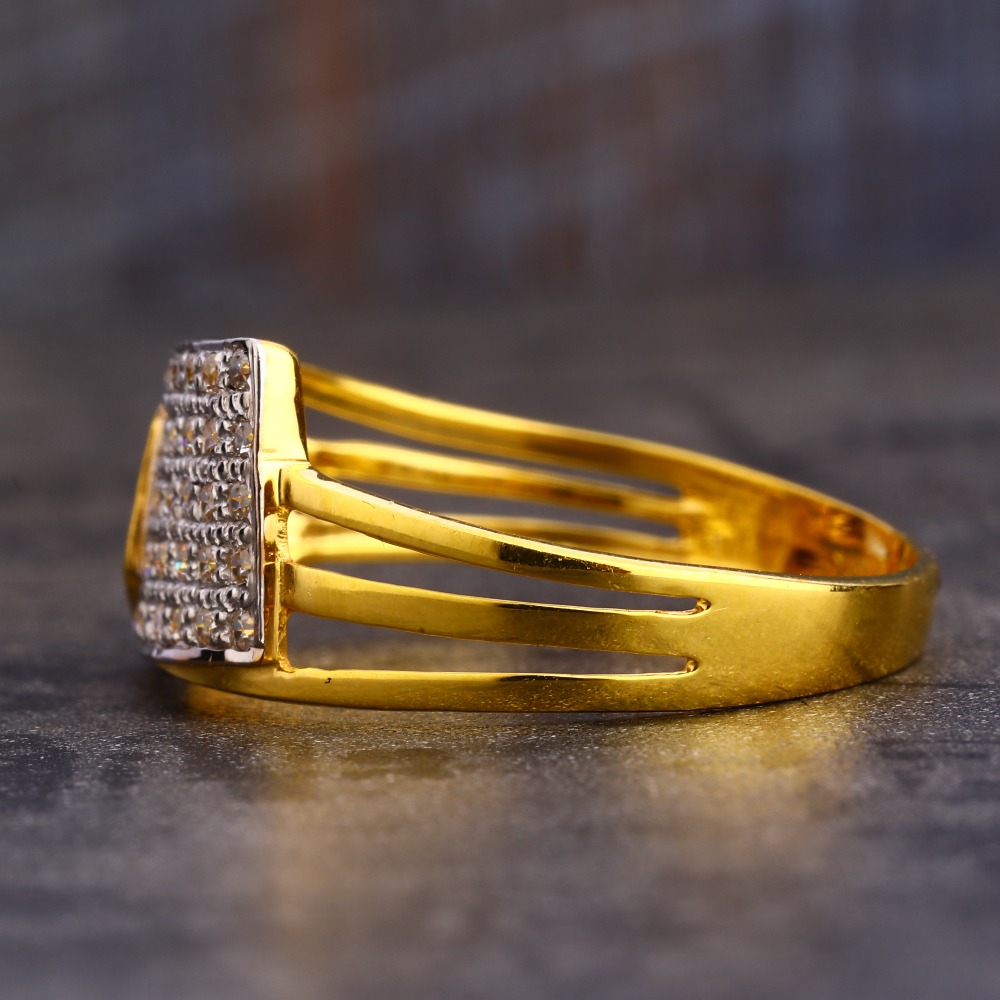 916 Gold CZ Designer Men's Ring MR602 - Image 2