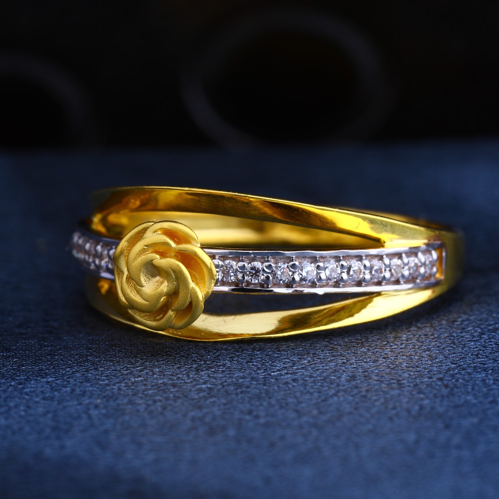 22CT Gold CZ Delicate Diamond  Ring LR234