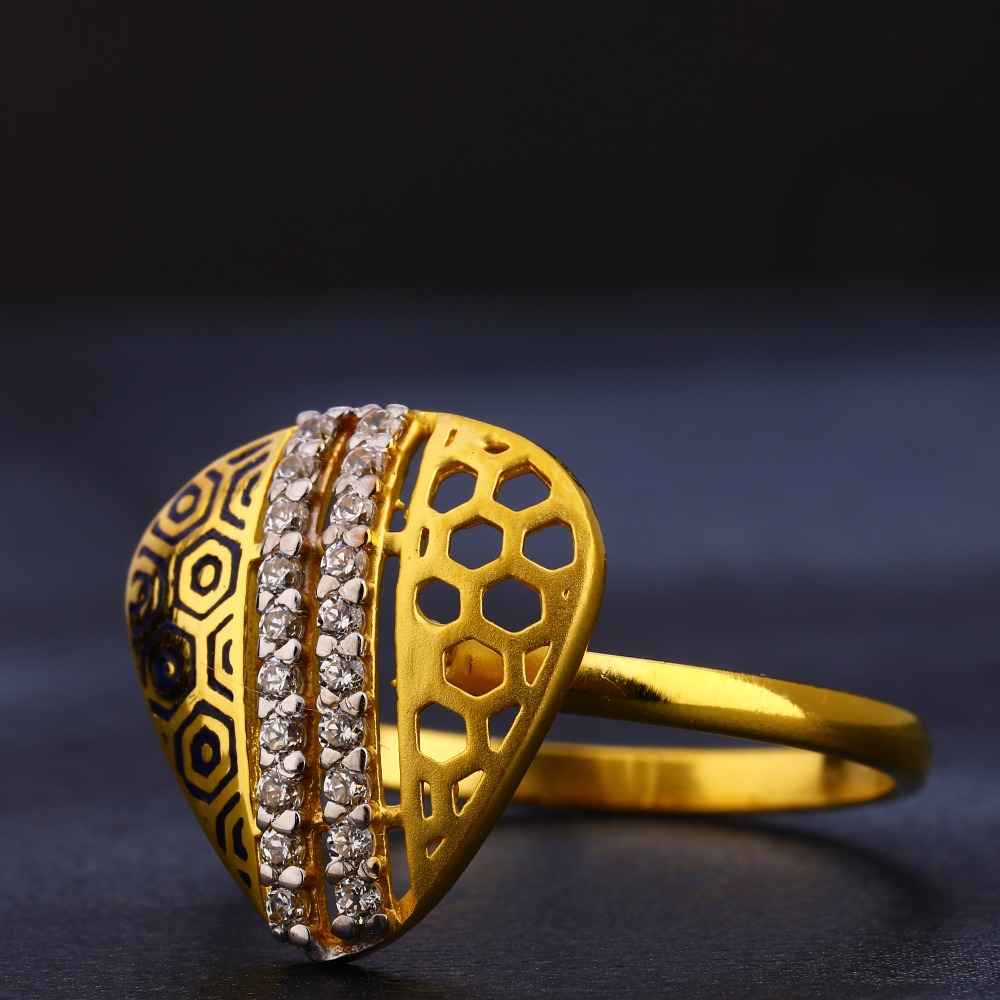 22KT Gold CZ Hallmark Stylish  Ladies Ring LR417