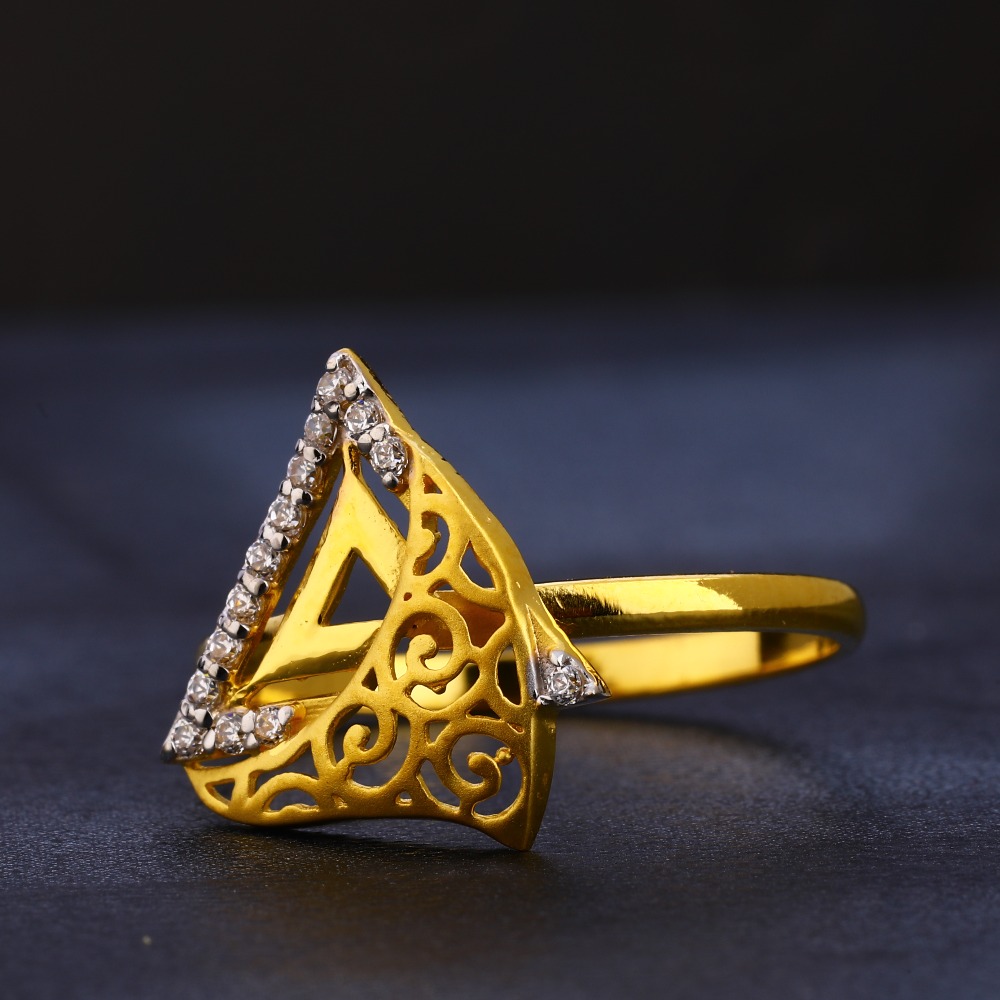 22KT Gold CZ Hallmark Delicate Ladies Ring LR413