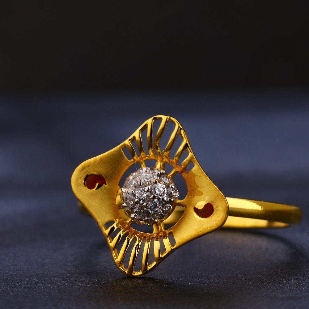 22KT Gold CZ Hallmark Classic Ladies Ring LR411