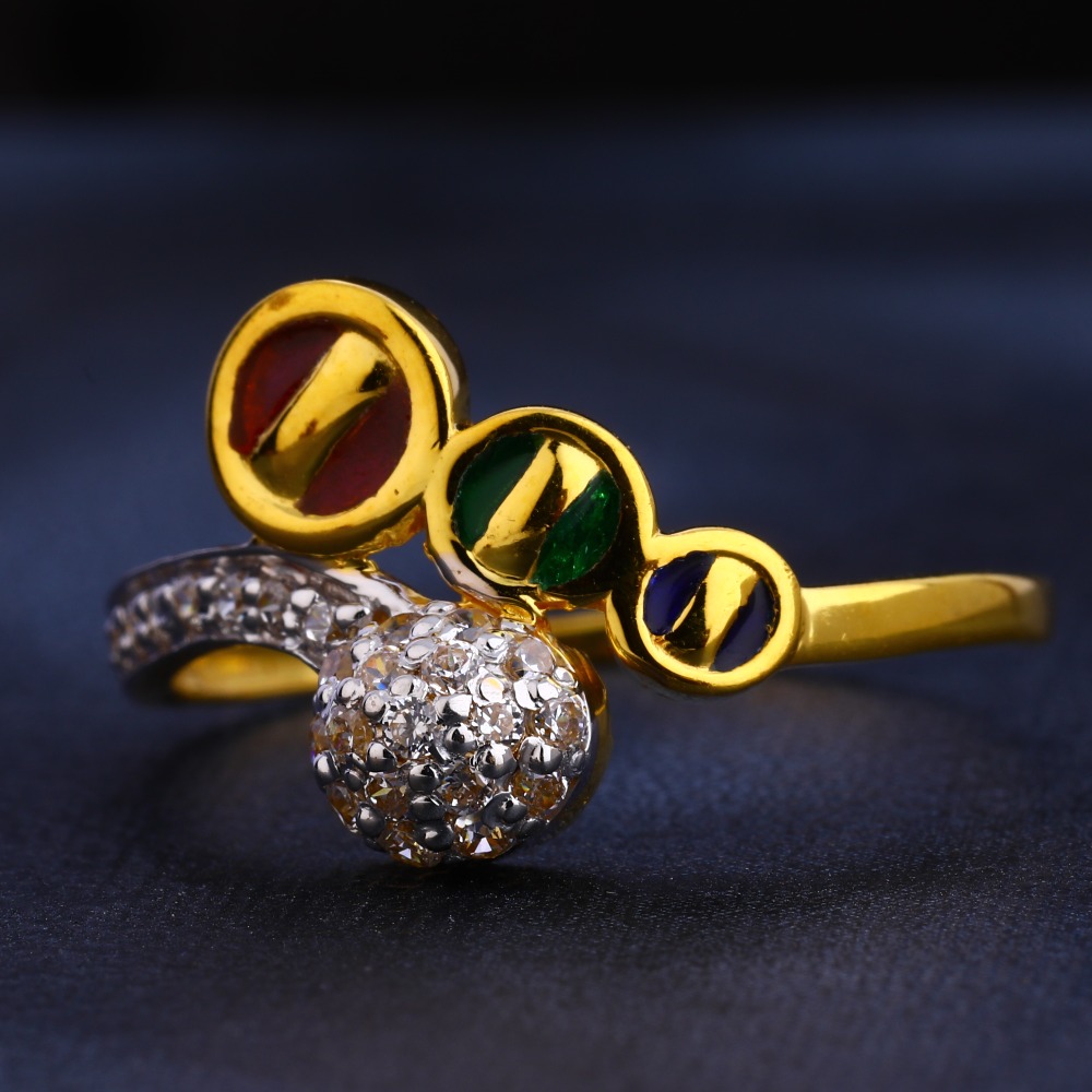 916 Gold  CZ  Color Gemstone Ladies Ring LR372