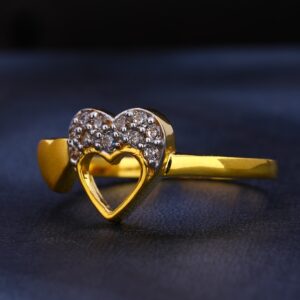 916 Gold  CZ Heart Design  Ladies Ring LR366