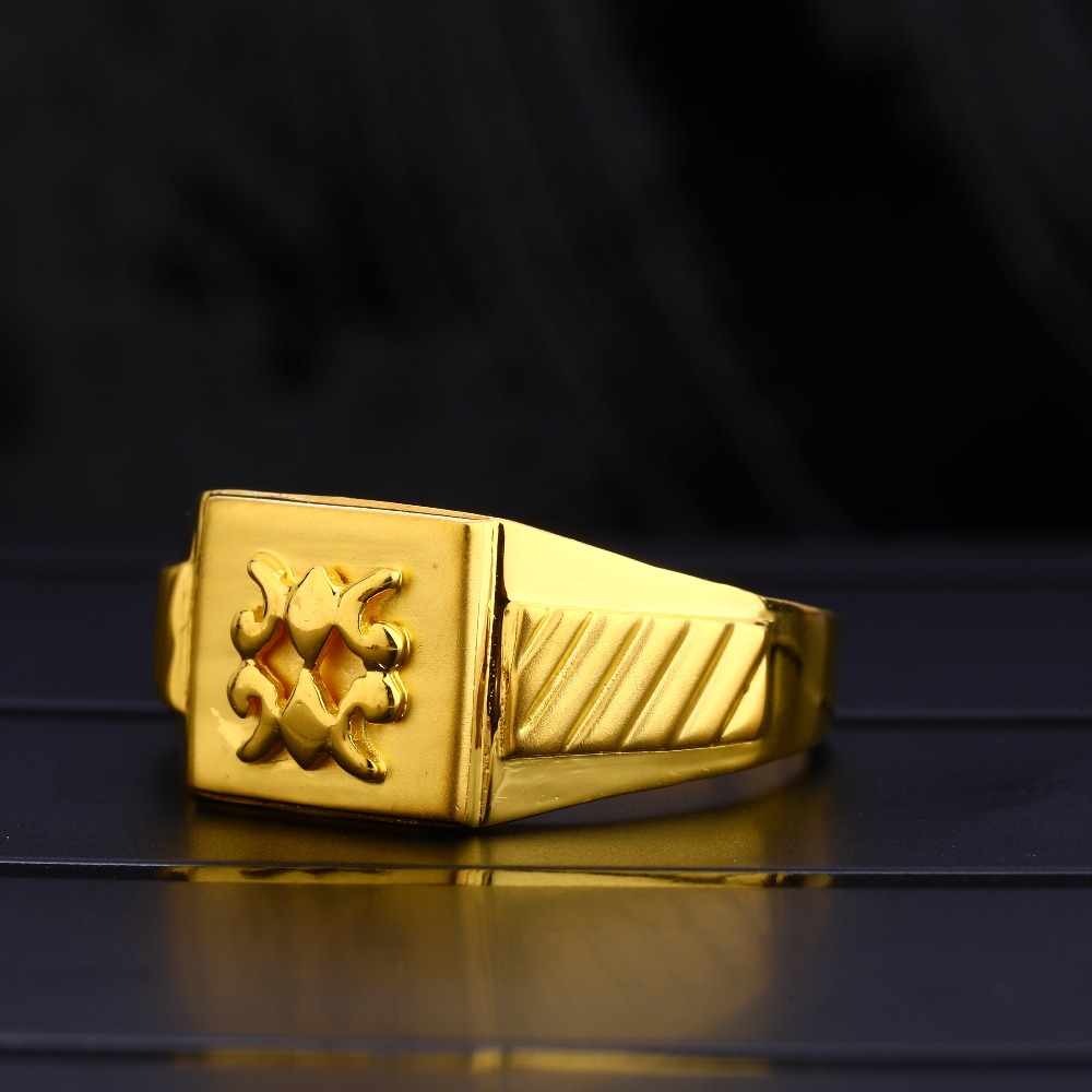 916 Gold Gents  Designer Plain Ring MPR144