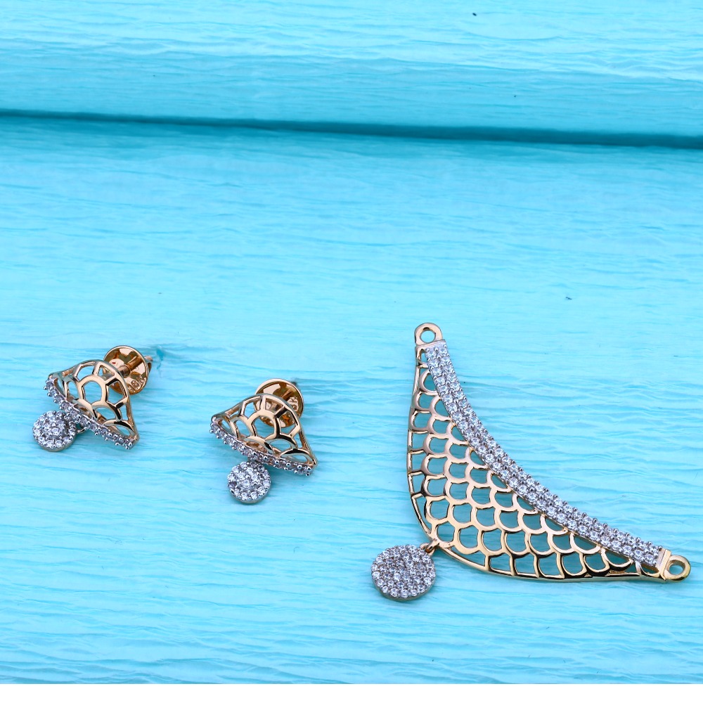 750 Rose Gold CZ  Diamond Pendant  Set RMPN97