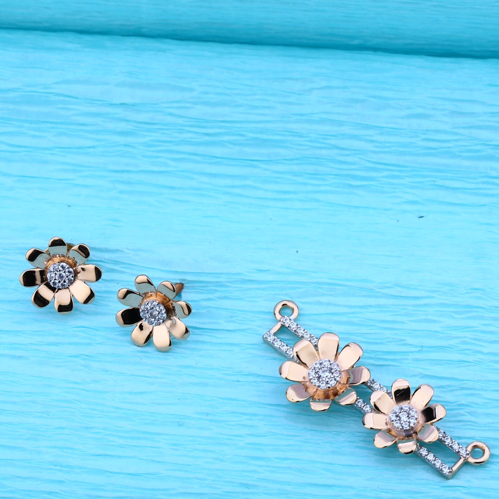 750 Rose Gold CZ Fancy Pendant  Set RMPN94