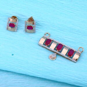 18ct Rose Gold Cz Stylish Pendant Set RMPN111