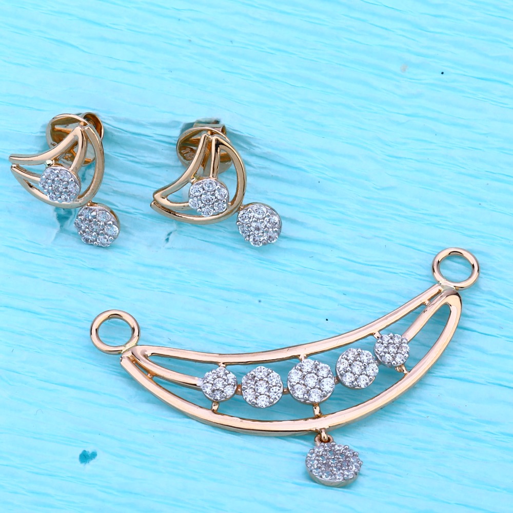 18CT Rose Gold CZ  Designer Pendant Set RMPN107