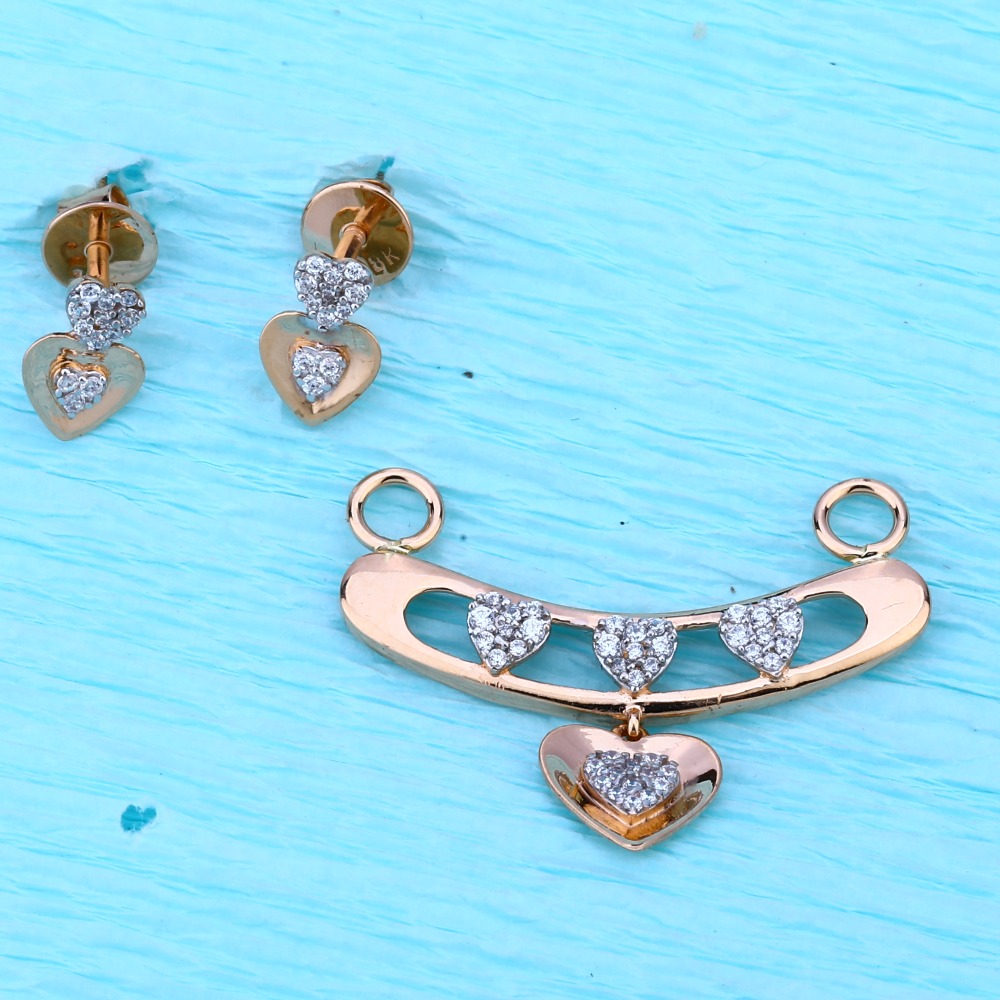 18CT Rose Gold CZ  Classic Pendant Set RMPN105