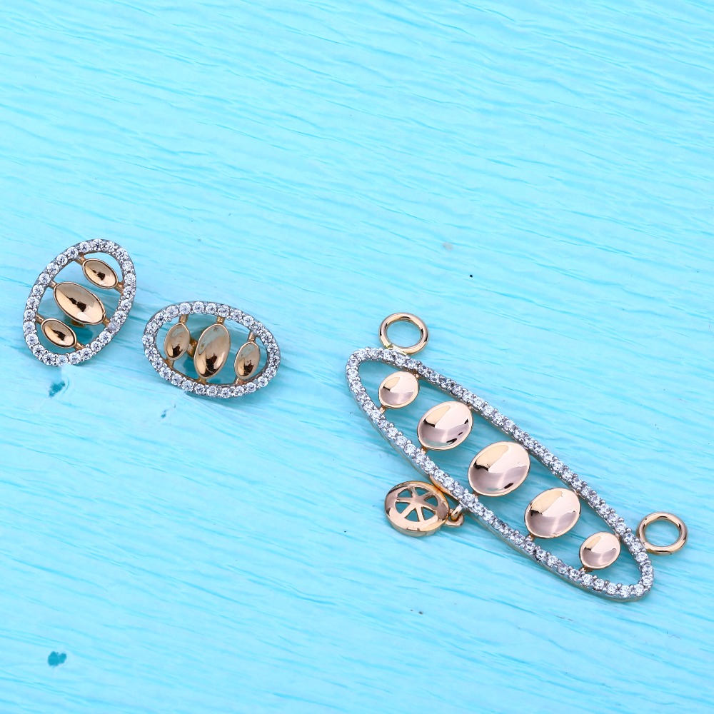 18CT Rose Gold CZ Pendant Set RMPN104