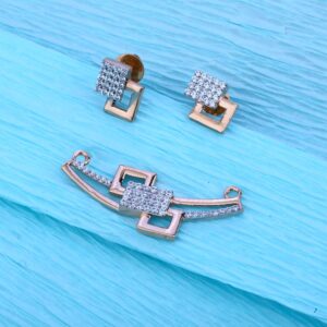 18KT Rose Gold Cz Fancy Pendant Set  RMPN29
