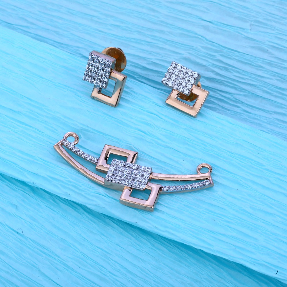 18KT Rose Gold Cz Fancy Pendant Set  RMPN29