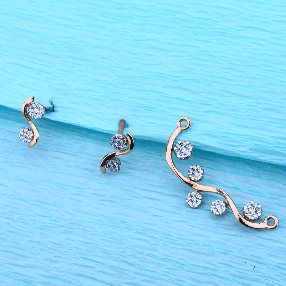 18KT Rose Gold Cz  Delicate Pendant Set  RMPN56