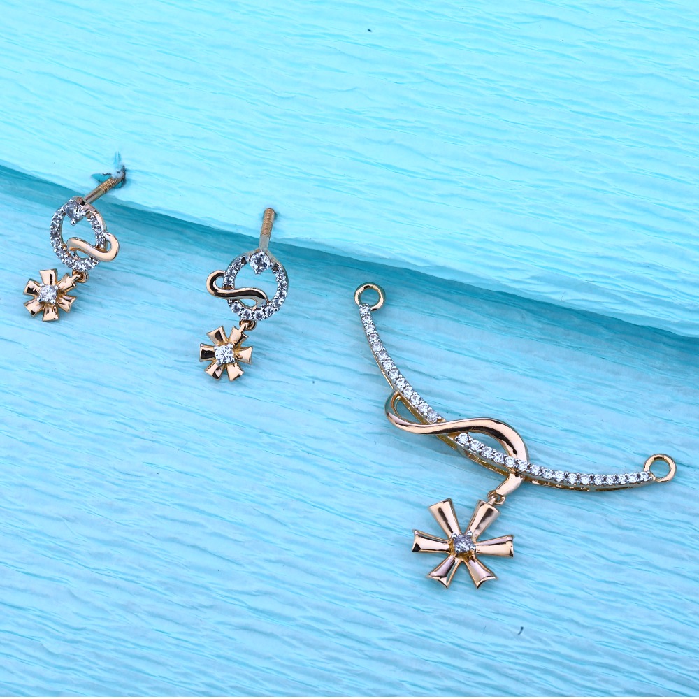 18KT Rose Gold Cz  Classic Pendant Set  RMPN54