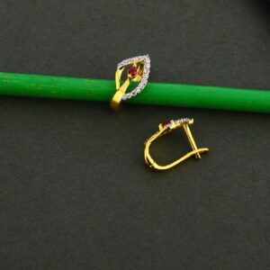 750 Gold Cz Color Gemstone Earring Bali LFB120