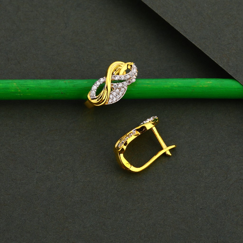 750 Gold Cz Classic Hallmark Earring  Bali LFB136