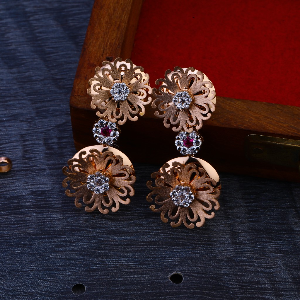18CT Rose Gold Cz Stylish Necklace Set RN92 - Image 4