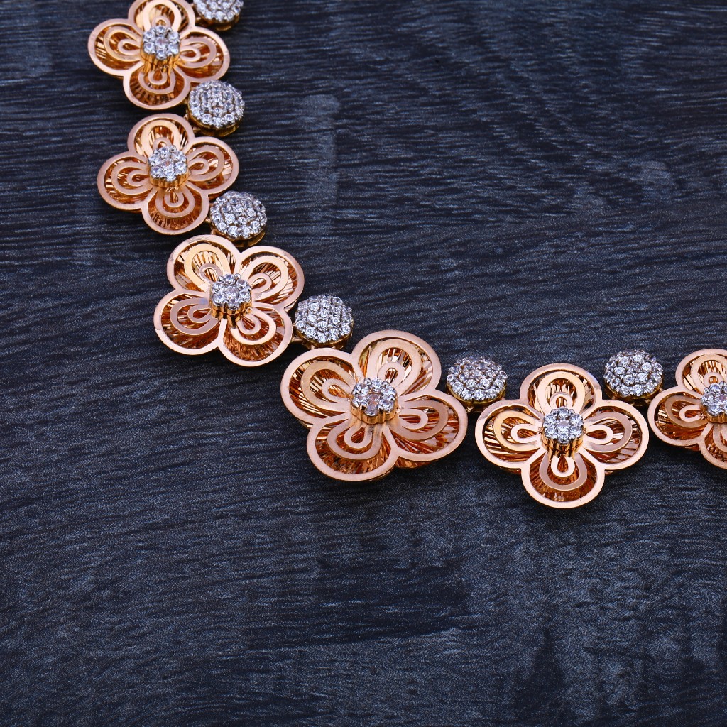 18CT Rose Gold Cz Stylish Necklace Set RN92 - Image 3