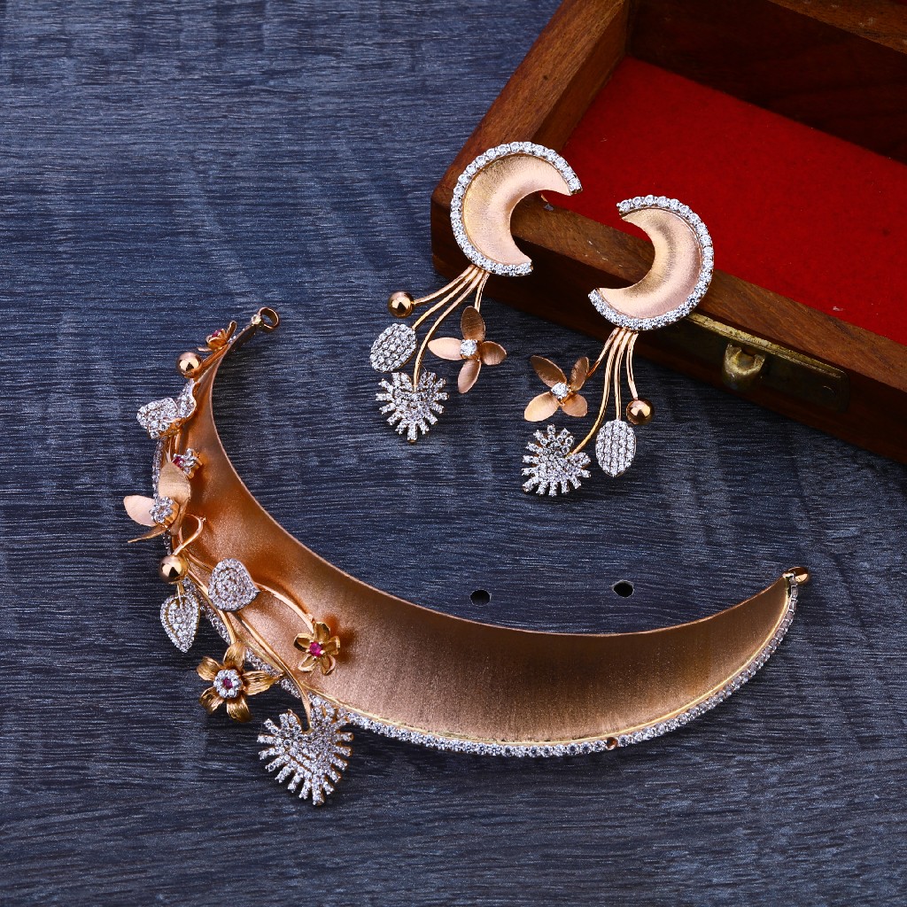 18CT Rose Gold Cz Exclusive  Necklace Set RN95