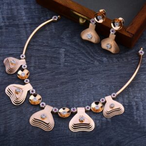 18CT Rose Gold Hallmark Designer Necklace Set RN102