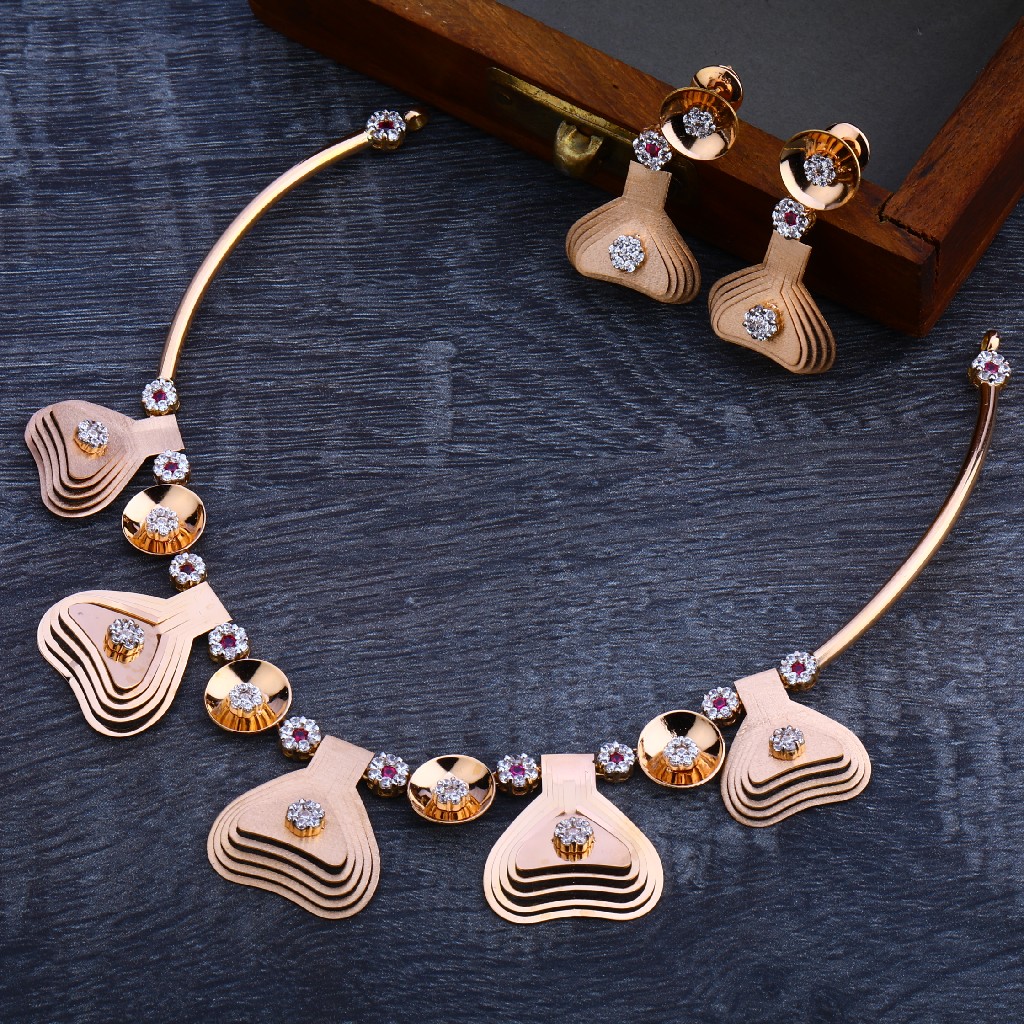 18CT Rose Gold Hallmark Designer Necklace Set RN102