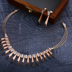 18KT Rose Gold Cz Fancy Necklace Set RN107
