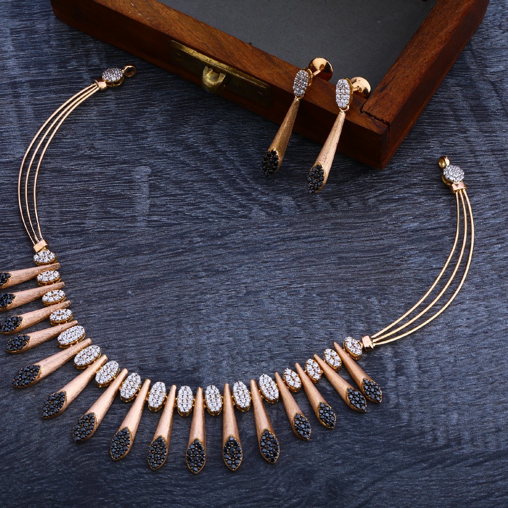 18KT Rose Gold Cz Fancy Necklace Set RN107