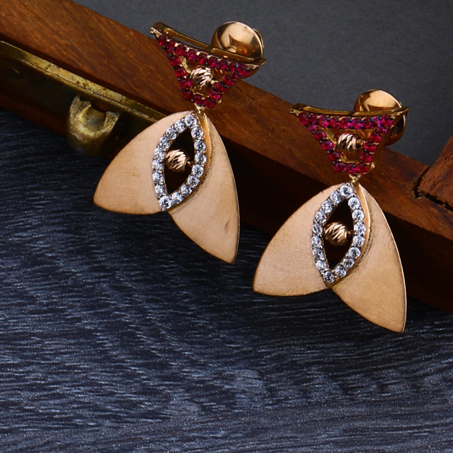18KT Rose Gold Cz Exclusive Necklace Set RN109 - Image 3