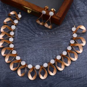 18KT Rose Gold Cz Delicate Necklace Set RN111