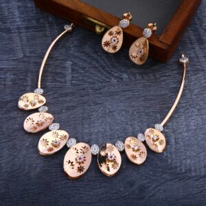 18KT Rose Gold Cz Designer Necklace Set RN110